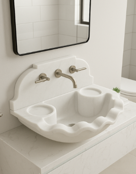 Carrara White Marble Sink